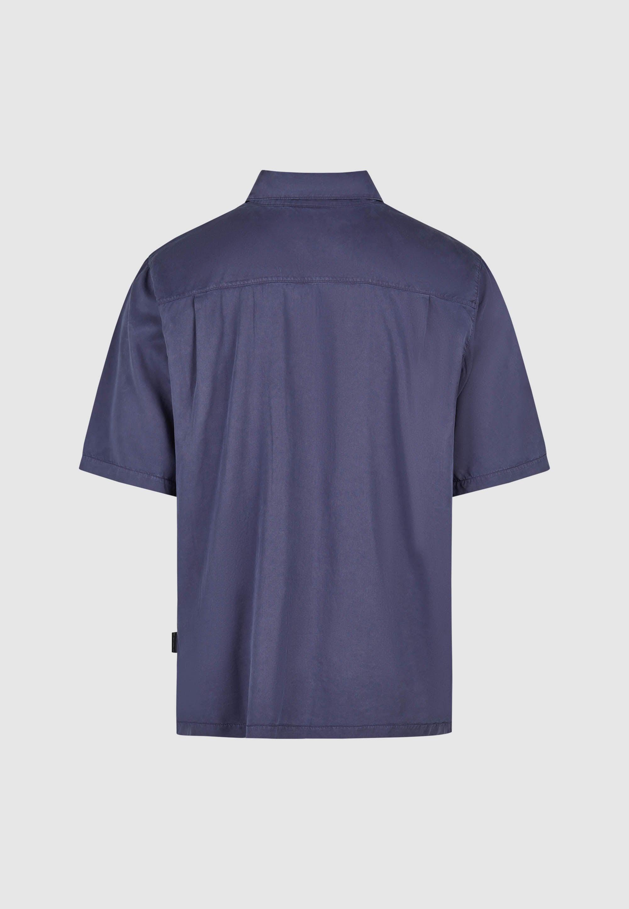 Cleptomanicx Nightshadow Blue Oversized Easy Shirt Kurzarmhemd Herren blau